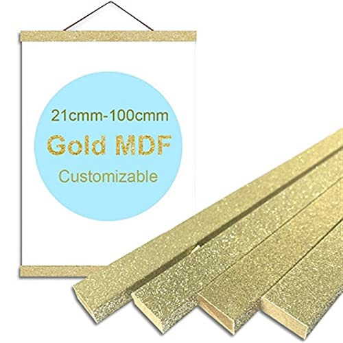 Schwarze Walnussmagnetische Plakathänder BRAMES 7 Farben Holz Solid Hängen Foto Bilderrahmen Scroll Wandkunst Malerei Rahmen (Color : GOLD MDF, Size : 60cm long)