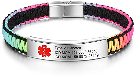 lorajewel Personalisierte Medizinische Alert ID Armbänder Edelstahl Silikon Notfallarmband Verstellbar Emergency SOS Armband für Herren Damen, Free Gravur