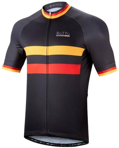 ROTTO Cykeltröja för herrar, kortärmad cykeltrikå med bakfickor, serie med ränder, XL
