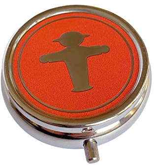 AMPELMANN Pillendose | PILLENDEALER | Steher rot | lebensmittelechter Schutzlack | 5,5 x 5 x 1,5 cm | Weißblech | Souvenir | Berlin