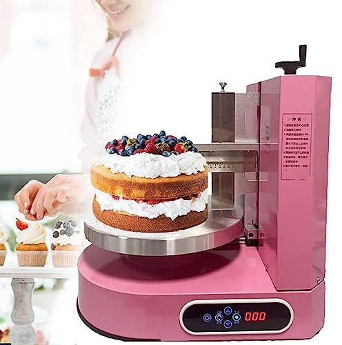 Oiyekntd Portable Automatic Decorating Cake Coating Smoothing Scraping Machine, Cake Icing Machine Adjustable Cake Icing Smoother Tool Baking Birthday Cake Tools for Cake Shops and Households,Pink