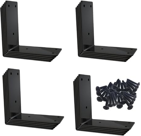 L Bracket,Raised Garden Bed Corner Brackets,Heavy Duty Corner Brace,Stainless Steel Shelf Bracket,Black Large Angle Brackets, Metal Iron Brackets for Wood Aufuga (4x4x2-20pcs)