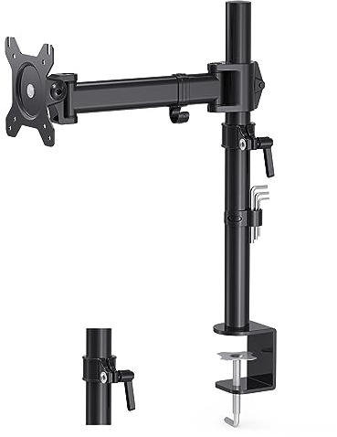 HFTEK 13-34 Zoll Monitor Halterung Monitor Arm Bildschirmhalterung monitorständer Stand für LED LCD Bildschirme Tischalterung 1 Monitor Höhenverstellbar Neigbar Schwenkbar,VESA 75 * 75/100 * 100