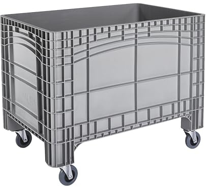 FRANKEL kaiserkraft | Caisse-palette | capacité 535 l | 4 roulettes pivotantes | dont 2 avec dispositif de blocage | gris