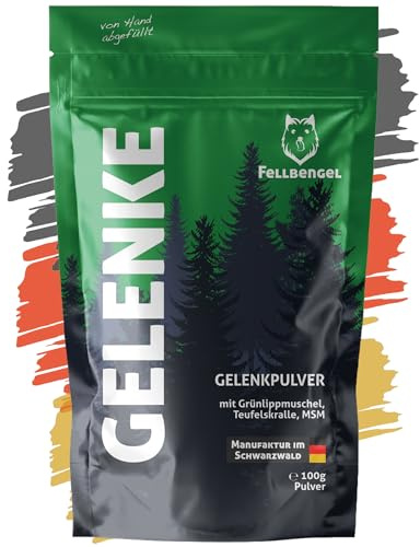 Fellbengel Gelenkpulver für Hunde [handabgefüllt] mit Grünlippmuschel, Teufelskralle, MSM - 100% natürlich Made in Germany, 0% Zusatzstoffe - 100g