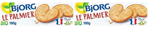 BJORG - Le Palmier - Biscuits Bio Pur Beurre - Au Blé Semi-Complet - Sans Huile de Palme - Source de Fibres - Paquet de 100 g