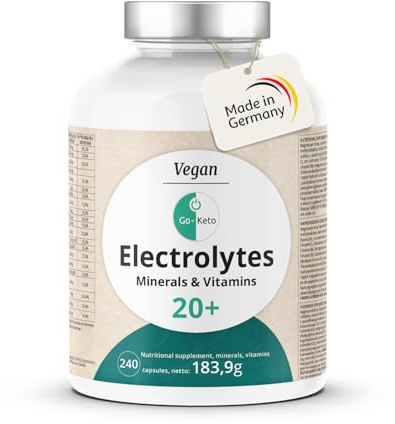 Go-Keto Elektrolyte Kapseln – 240 Stück (60 Tage) – Hochdosierter Elektrolyte- & Vitamin-Komplex für Keto, Sport & Fitness – Vegan, laktosefrei, glutenfrei
