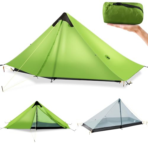 FBSPORT Ultralight Tent 3-Season Backpacking Tent 1 Person Camping Tent, Outdoor Lightweight LanShan Camping Tent Shelter for Camping, Trekking, Kayaking, Climbing, Hiking, 1 Person/Green