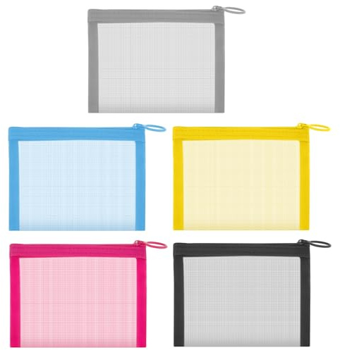 Qianyu 5 Stück Mini Mesh Kulturbeutel mit Reißverschluss Klein Netz Geldbörse Kosmetik Schreibwaren Aufbewahrung Tasche Tragbare Reise Organizer Zubehör Set for Lippenstift Datenkabel Kopfhörer