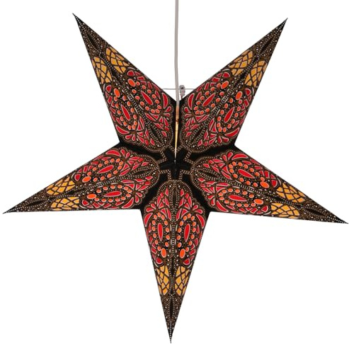 GURU SHOP hopfällbart adventsljus pappersstjärna, julstjärna 60 cm – Sunda schars-orange