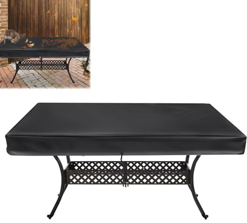 LEKEFETO Tischplatte Abdeckung, Wasserdicht Gartentisch Abdeckung, Tischabdeckung Outdoor Wetterfest, Abdeckhaube Tischplattenhülle, Gartenmöbel Abdeckung, Hülle für Gartentisc, 160 x 90 x 10 cm