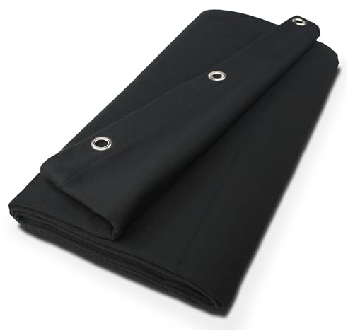 B1 Molleton de scène confectionné – Rideau Molleton occultant Opaque avec œillets de 40, idéal pour Film, Photo, théâtre & événements – 3 x 4 m, 300g/m2, Noir
