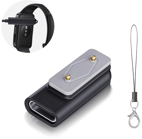 1 Stück USB C Adapter Kompatibel für 5V/1A Tragbar Ladeadapter für Samsung Galaxy Fit 3/ Huawei Watch fit 3/2/fit/fit/mini, Huawei Band9/8/7/6/6 Pro/Honor Band 9/7/6/ES- Schwarz