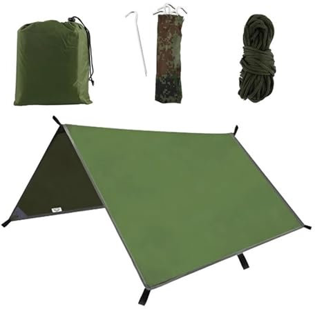 Zeltplane Camping Zelt Tarp 3x3 Meter Auto-Seitenmarkise Outdoor-Campingzeltplane wasserdichte Picknickmatte mit Tragetasche RainTarp Hängemattenüberdachung Schatten Sonnenschutz
