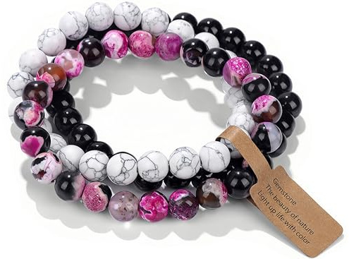 SAIBANGZI Edelstein Naturstein Armband 8MM Perlenarmband Heilsteine Armband Schmuck Geschenk für Damen oder Herren An Geburtstag,für Mama Geschenk Muttertag