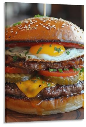 DHBANEIOK Hamburger Leinwand Wand Dekoration Leinwanddruck - Bilder - Kunstdruck - Leinwand Bilder - Wandkunst 16x24inch(40x60cm)