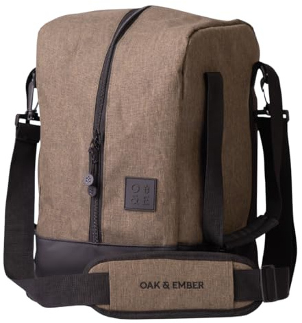 Oak & Ember® Beverage Bag with 4 Bottle Divider Keeps Your Wine, Whisky, Whiskey, Gin, Spirits, Organized & Ready for Adventure.