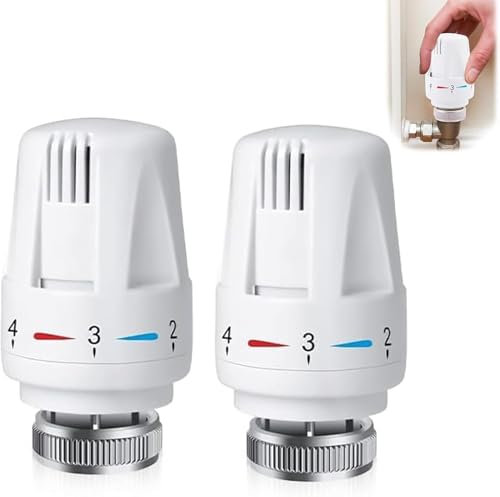 Radiator Thermostat Valve Radiator Thermostat Valve Head Replacement Head Heating System Temperature Control for Home Office Bedroom Etc(White) 2pc, Universal TRV Valves Head Thermostat M30 X 1.5