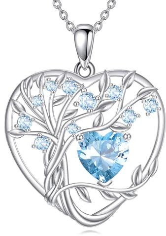 YFN Collana con ciondolo a forma di albero della vita, in argento Sterling, con ciondolo a forma di cuore, gioiello per anniversario, compleanno, regalo da donna