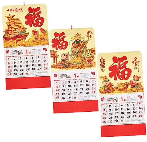 Angoily 3stücke Wandkalender Mondkalender Jahr Des Hasenkalenders Mondwandkalender Mondjahreskalender Kalenderanhänger Wandkunst Terrassierbarer Kalender