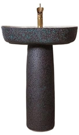 SnamicE Lavabo de Salle de Bain en céramique, lavabo sur Pied 2 pièces, Style Industriel, sur Pied givré, avec Trou de Robinet Unique, 003-Taille Unique,003-One Size