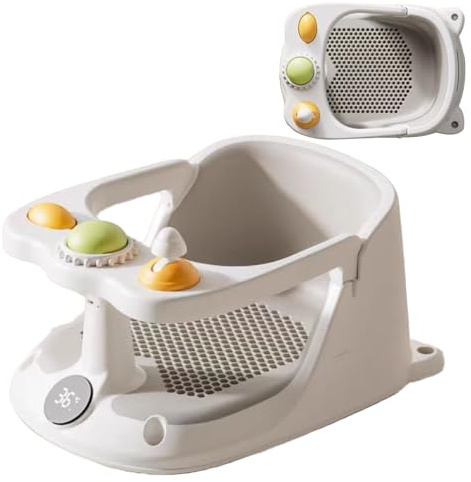YNPQTDS 39,5 x 28,6 x 16,5 cm baby badstol badkarshjälp för spädbarn småbarn med sugkoppar pp halkfri och hög sittkomfort för 6 månader + barn