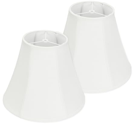 White Bell Lamp Shades Set of 2, 6.7 x 13 x 10 Fabric Replacement Lampshades for Table Lamps, Spider Fitter Lamp Shades for Home Decoration in Living Room, Bedroom, Easy Assembly Required