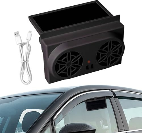 Car Exhaust Fan, Solar Ventilator, Usb Cooling Fan, Energy-Saving Solar Panel, Rechargeable Air Circulator, for Rv Truck Travel Driving, 16x10x3.5cm/6.3x3.94x1.38 Inches, Black 1pc