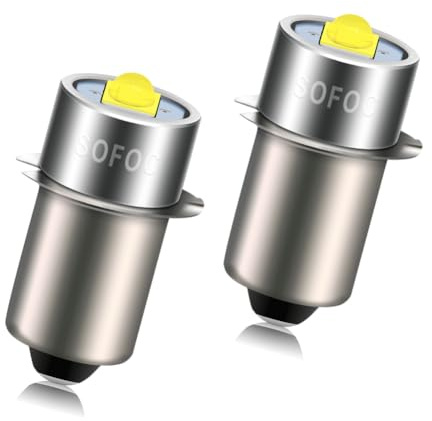 SOFOC 2Pcs P13.5S LED Torch Bulb 6V-30V 9V 12V 18V 24V 6500K Cool White DC For Flashlights Camping & Hiking Headlamps Penlights for Maintenance 1SMD 30% Brighter