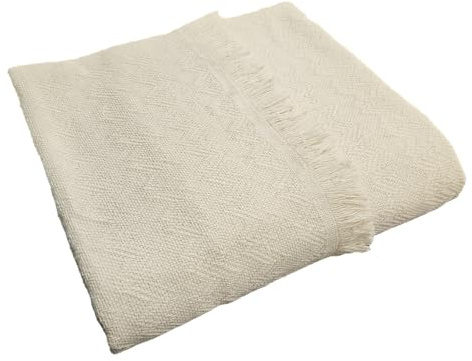 LUA VIKA Sofa überwurfdecke - 125x180 cm - Rayas Ecru - Decke Baumwolle - Couch überwurf - überwurf Sofa - Tagesdecke Baumwolle - Bettüberwurf