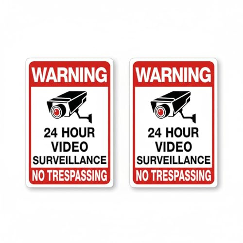 2 Piezas Cartel Videovigilancia de Aluminio, 30x20cm Cartel Zona Videovigilada, Con Agujeros Pre-perforados, Señal Zona Videovigilada, Resistente Exterior
