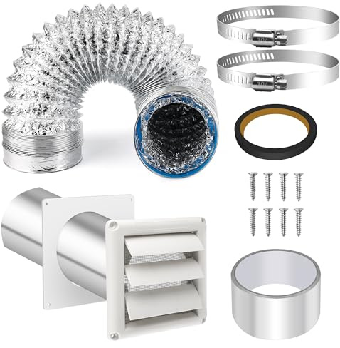 4 Inch Upgrade Dryer Vent Kit with Hose/Duct Connector/Wall Plate, Coldairsoap Dryer Vent Hose Connector Wall Ducting Kit for Bathroom Ventilation Fans Exhaust, Ceiling Washer Air Circulation