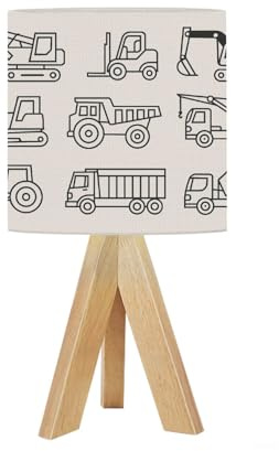 DERUINVAIO Bedside Table Lamp Tripod Desk Lamps Living Room Bedroom Set Tractor Collection Suitable for Any Business Related Wooden Base Lampshade Kids Room Small Light for Reading Nightstand Shades