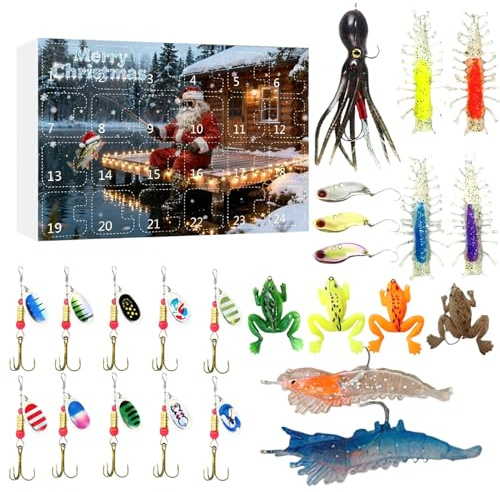 Countdown Calendar for Christmas 2025 | Outdoor Sports Equipment,Lures For Countdown Calendar - for Lake River Pond Reservoir Adults Parent