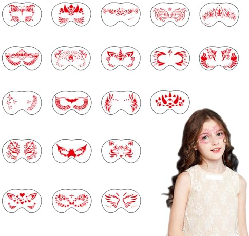 mohito 20 Stück Kinder gesichtsmalerei Schablone,Gesichtsbemalung wiederverwendbar,Tattoo Design Werkzeuge,Geeignet für Kinder und Partys