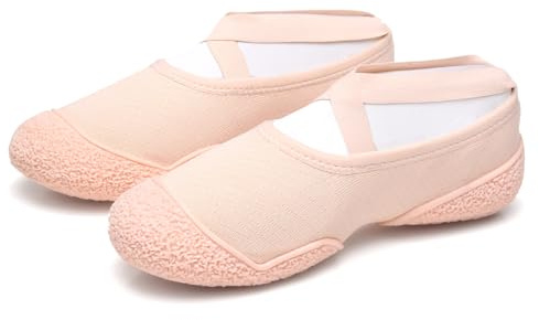 Sekiueo Dambalettskor Canvas Jazzdansskor Gummisula Halkfria för inomhusfitness Yoga,Pink,34 EU