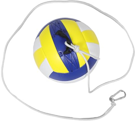 VICASKY Ballon de Volley-Ball D'entraînement Suspendu avec Corde, Taille Standard, Matériau Souple Sécurisé, Couleurs Bleu Blanc Jaune, Entraîneur Personnel pour Pratique en Salle