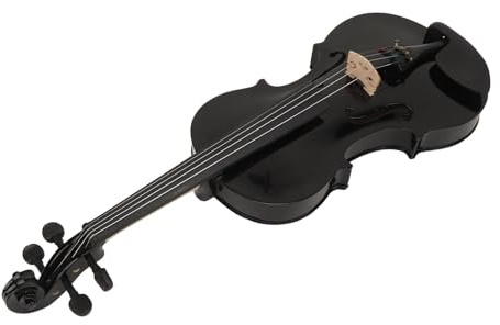 Badafaci 4/4 Akustische Violine, Vollformat-Violine für Anfänger, Erwachsene, Kinder, mit Starter-Set Inklusive Koffer, Stimmgerät, Kolophonium, Schulterstütze, Bogensaiten-Aufkleber (BLACK)