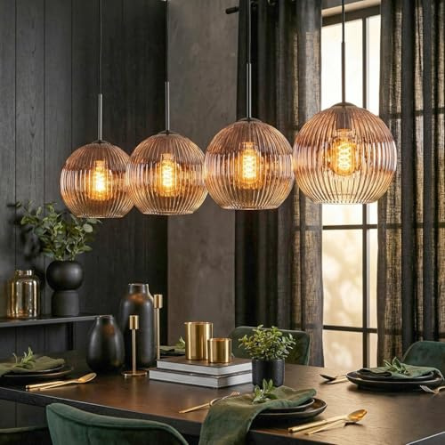 Ripoll Hanging Light, Globe Light, Pendant Light Clear, coppery, 4-Light Sources