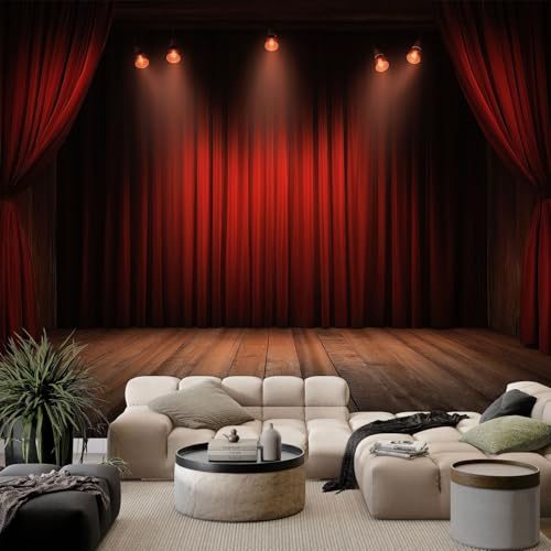 Papel pintado 3D efecto teatro cortina fotomural salón 350 x 256 cm papel pintado no tejido estilo fotografía papel pintado decoración pared pared decoración salón dormitorio oficina pasillo