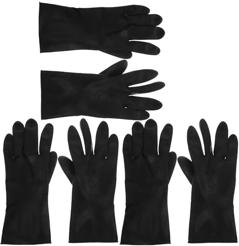 GAROZATION 3 Pairs Black Hair Dye Gloves for Coloring and Cooking, Waterproof and Washable Rubber and Plastic Hand Protectors, Anti-Slip Design Suitable for Women and Men, Size L