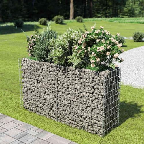 YunCangg Gabionhöjdbädd av galvaniserat stål 180 × 50 × 100 cm med hög lastkapacitet, robust trådgaller för trädgård, terrass, balkong, perfekt som planteringskärl, hink