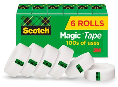 Scotch Magic Tape, Invisible, Home Office Supplies and Back to School Supplies for College and Classrooms, 6 Rolls