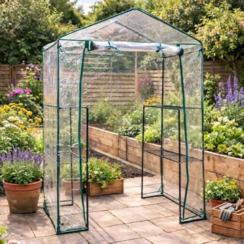 Garden Mile Have Duty Serre de jardin – Grande serre portable avec cadre en métal et revêtement en plastique PVC pour équipement de jardinage extérieur, protection extérieure pour la croissance des