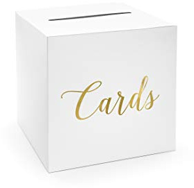 PartyDeco Geschenkbox, Gastgeschenk, Hochzeitsbox, Geldbox, Kartenbox - 24 x 24 x 24 cm - Geschenkkartenbox für Hochzeitsempfänge, Geburtstage, Abschlussfeiern, Braut- oder Babypartys - Gold