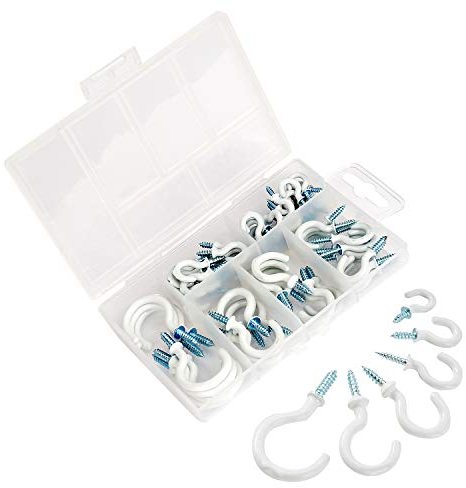 Ganci a Soffitto Bianco Gancio a Vite Rivestito in Vinile Gancio della Tazza a Soffitto Kit Assortimento di Viti Ganci Utilizzato per Appendere il Tazze Articoli per la Casa 70 Pezzi 6 Misure