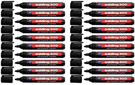 Edding 4-300001 300 Industry Permanent Marker - Rundspitze - Beschriftung von Karton, Metall, Gummi und Glas, schwarz (1,5-3 mm, 20er Pack)