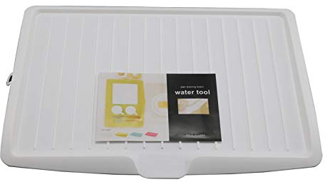 Shoze Sink Side Drip Sloping Draining Tray Drainer Drip Tray Bowl Sink Draining Board Kitchen Utensil Cutlery Holder Feet Dishwasher Safe (White)