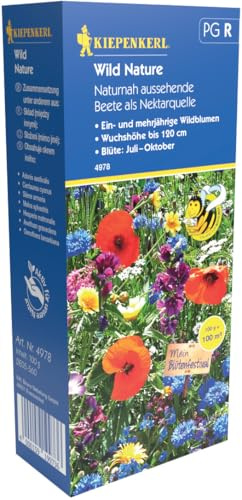 Kiepenkerl Blumensamen-Mischung Wild Nature 4978 - Naturnah aussehende Beete als Nektarquelle - Wuchshöhe bis 120 cm - Inhalt für 100 qm - Samen Blumen