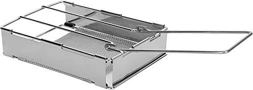 Tosta Pane da Campeggio in Acciaio Inox, Pieghevole per Fornello a Gas, Ideale per Picnic, Pesca, Escursionismo - 6.69 x 5.71 x 0.51 Pollici